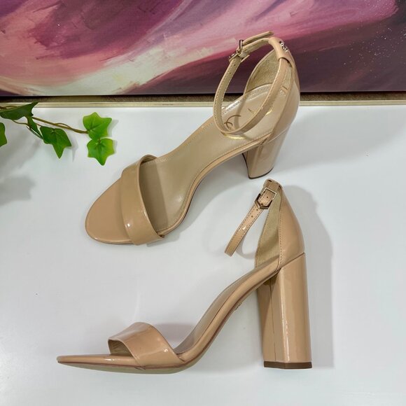 SAM EDELMAN Yaro Block Heel Sandal in Beige Size 9 - Picture 6 of 12